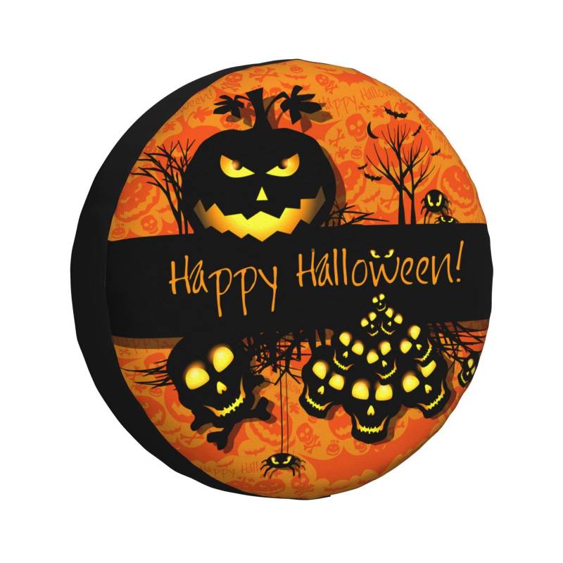 Reserveradabdeckung Happy Halloween Reifenabdeckung Halloween-Dekoration Wetterfester Felgenschutz Universelle Passform für Anhänger, Wohnmobil, SUV, LKW, Camper, Reiseanhänger, 15 Zoll von NLWQEKV