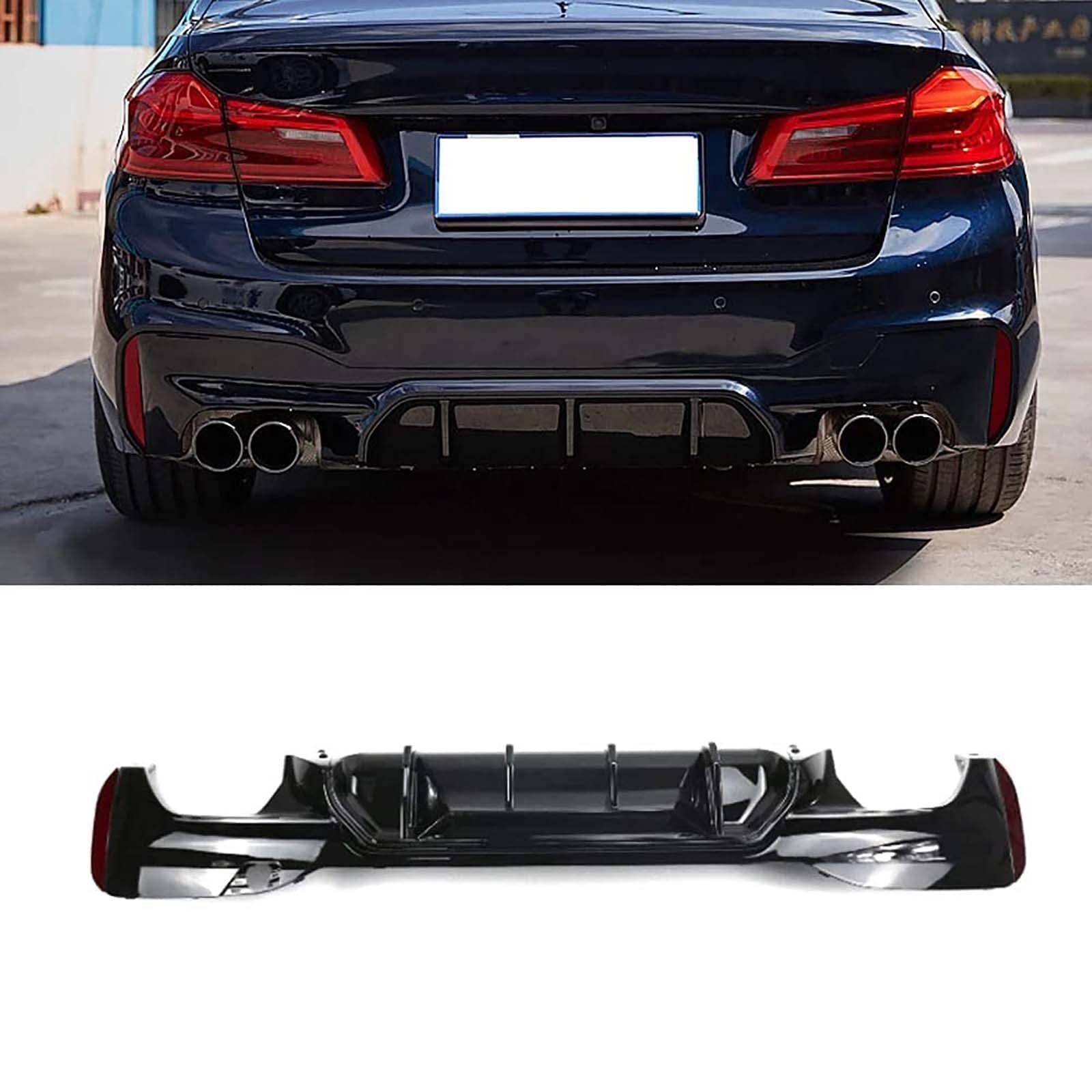 NMDNNJ Spoiler Diffusor, passend für BMW 5er G30 G31 M Sport 2017 2018 2019 2020 525i 530i 540i, Fahrwerksschutz, ABS Material, Auto Unterlippe, Stoßfängerumbau, Antikollisionsschutz Zubehör von NMDNNJ