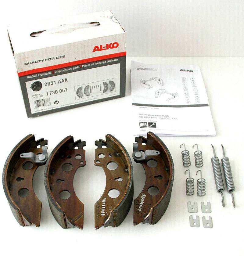 trailer parts4u Orginal Alko Bremsbacken Rep. Satz 1730057 Typ 2051 Belagsatz Bremse AAA von trailer parts4u