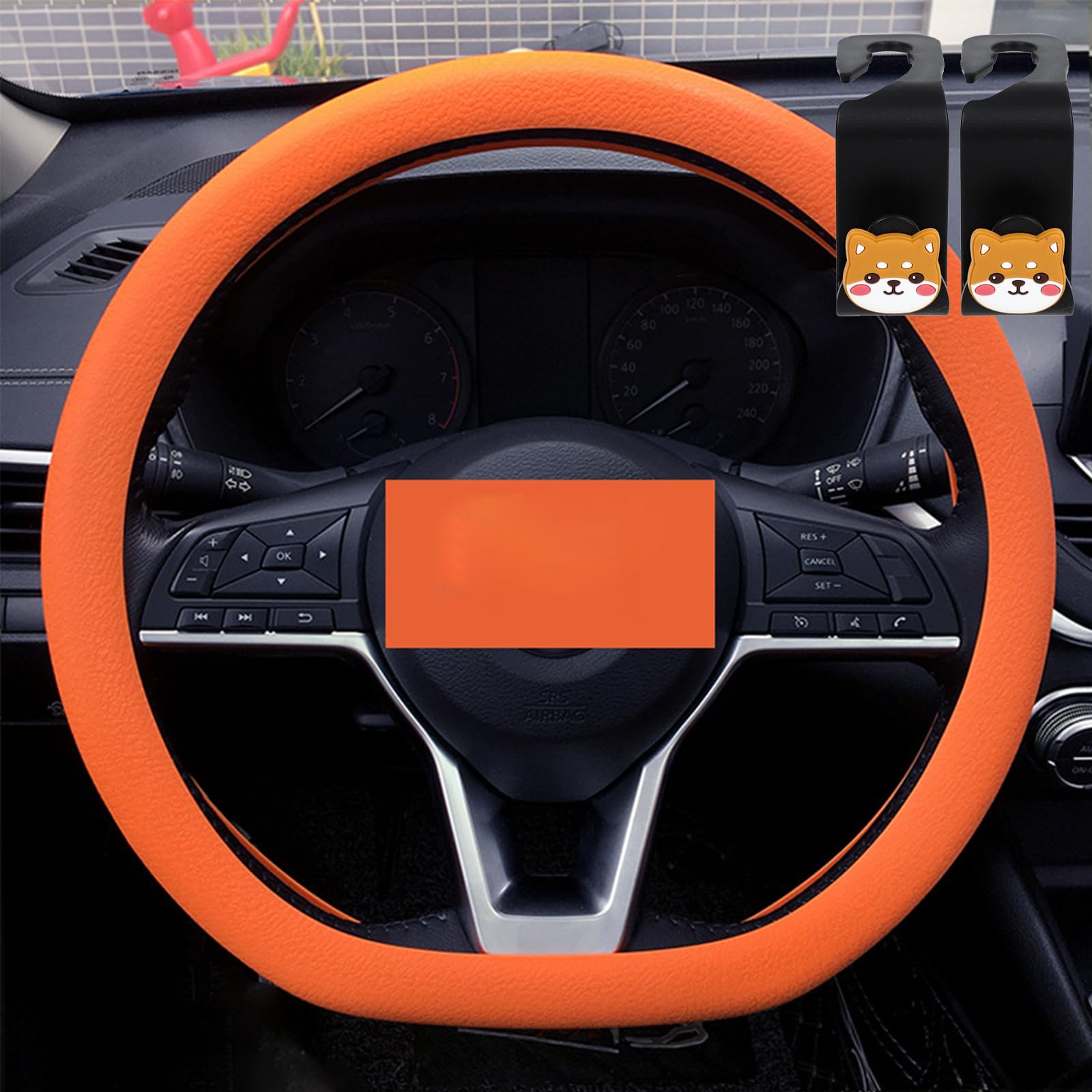 Auto-Lenkradschutzhülle, Goodwillbrave Lenkradhülle, coole rutschfeste Silikon-Lenkradschutz, elastische Stretch-Leder-Lenkradwicklung (orange) von NNBWLMAEE