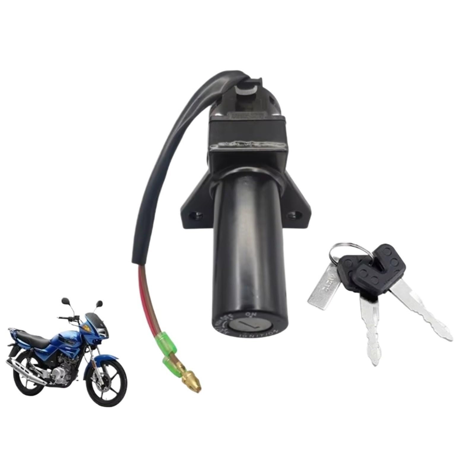 NNJIEUPO Motorrad-Zündschloss Kompatibel Mit Yamaha Für Jianshe Für YBR125 Für JYM125 2006 2007 2009. Schalter Starter Motorrad Zündschlüssel Tankdeckel-Abdeckungsschloss(2 Wires) von NNJIEUPO