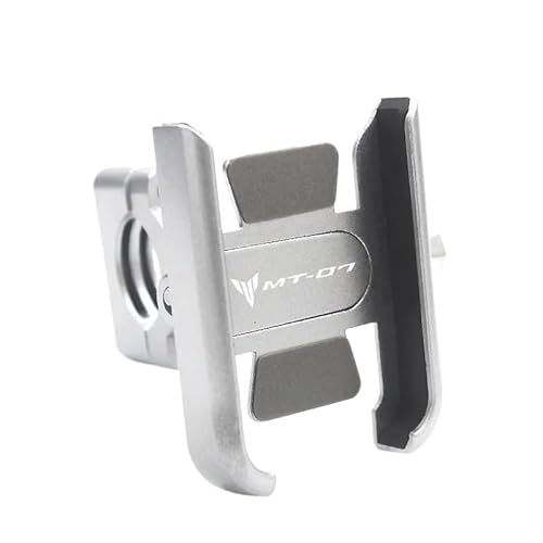 for MT 07 Mt07 Motorrad Universal Handy Halter Halterung Aluminium MT07 Halterung Zubehör(Handlebar Silver) von NNYIMJ