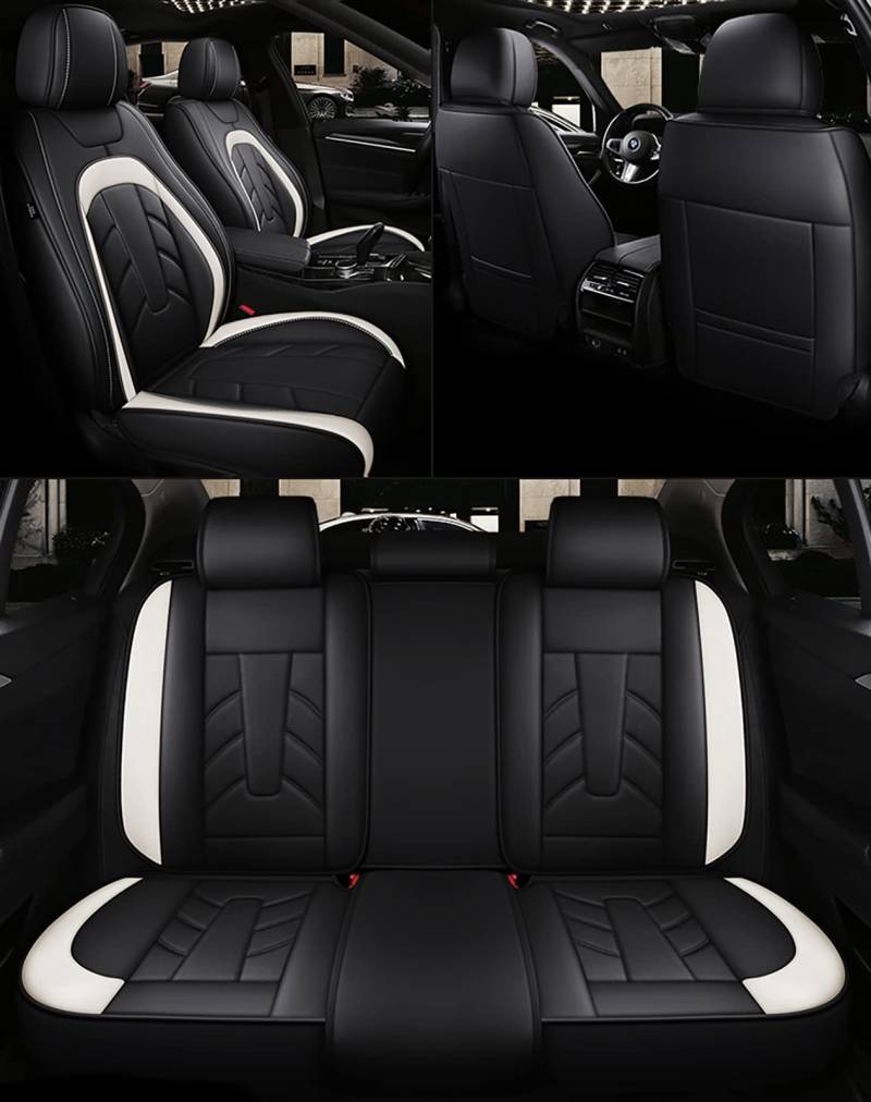 NOBQUA Autositzbezüge Universal Set, Leder Autositzbezug Komplettset, Aus Premium Leder + Einzigartigem Design 5-Sitzer Sitzbezüge (Kompatible Automodelltabelle enthalten) von NOBQUA