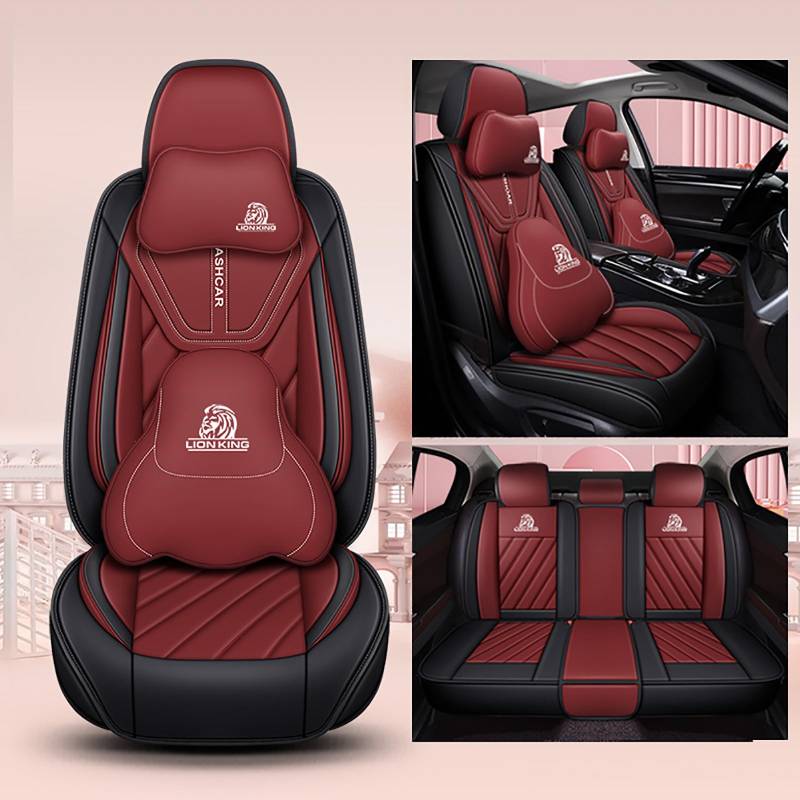 NOBQUA Autositzbezüge Universal Set, Leder Autositzbezug Komplettset, Aus Premium Leder + Einzigartigem Design 5-Sitzer Sitzbezüge (Kompatible Automodelltabelle enthalten) von NOBQUA