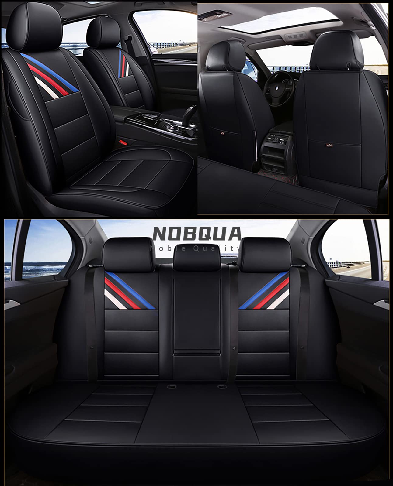 NOBQUA Sitzbezüge Auto Autositzbezüge Universal Set für BMW 5er F07 F10 F11 F18 F06 F12 F13 G32 G38 G30 G31 G38 Auto Zubehör von NOBQUA