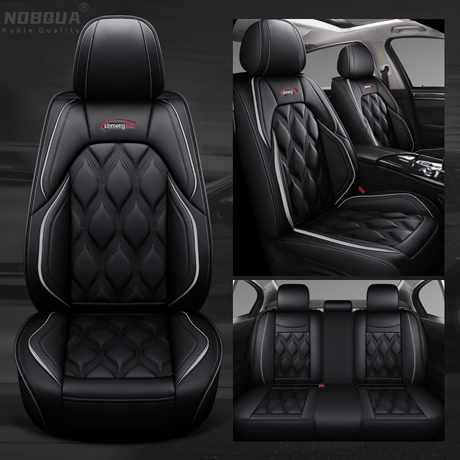 NOBQUA Sitzbezüge Auto Autositzbezüge Universal Set für Tesla Model 3 Model Y Model S Model X Auto Zubehör, Schwarz Standard von NOBQUA