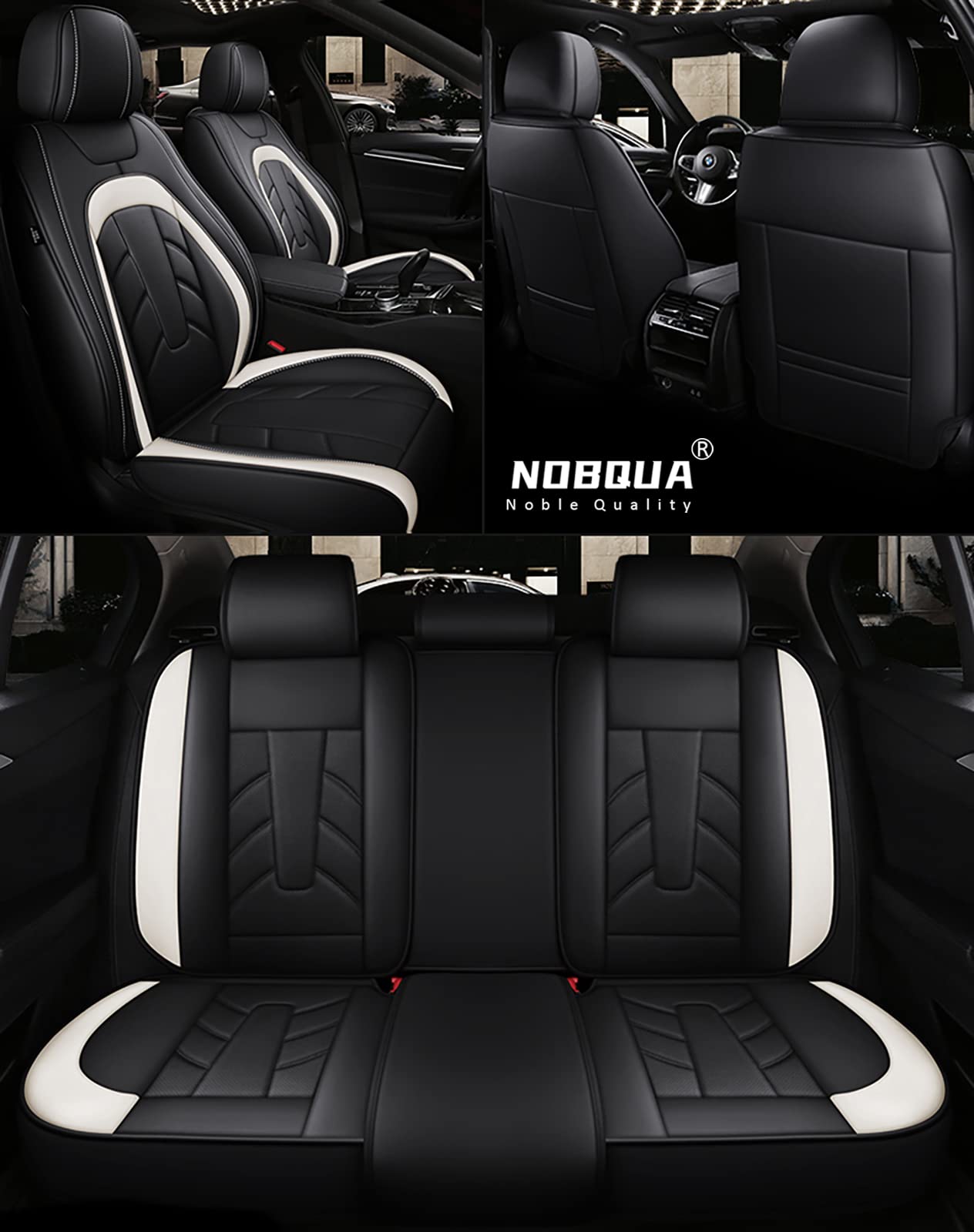 NOBQUA Sitzbezüge Auto Autositzbezüge Universal Set für VW Volkswagen Bora/Bora Sport/New Beetle/Atlas/Arteon/Arteon Shooting Brake/Polo/Polo Classic/Polo Variant/Dune/Fun/CrossPolo/Limousine von NOBQUA