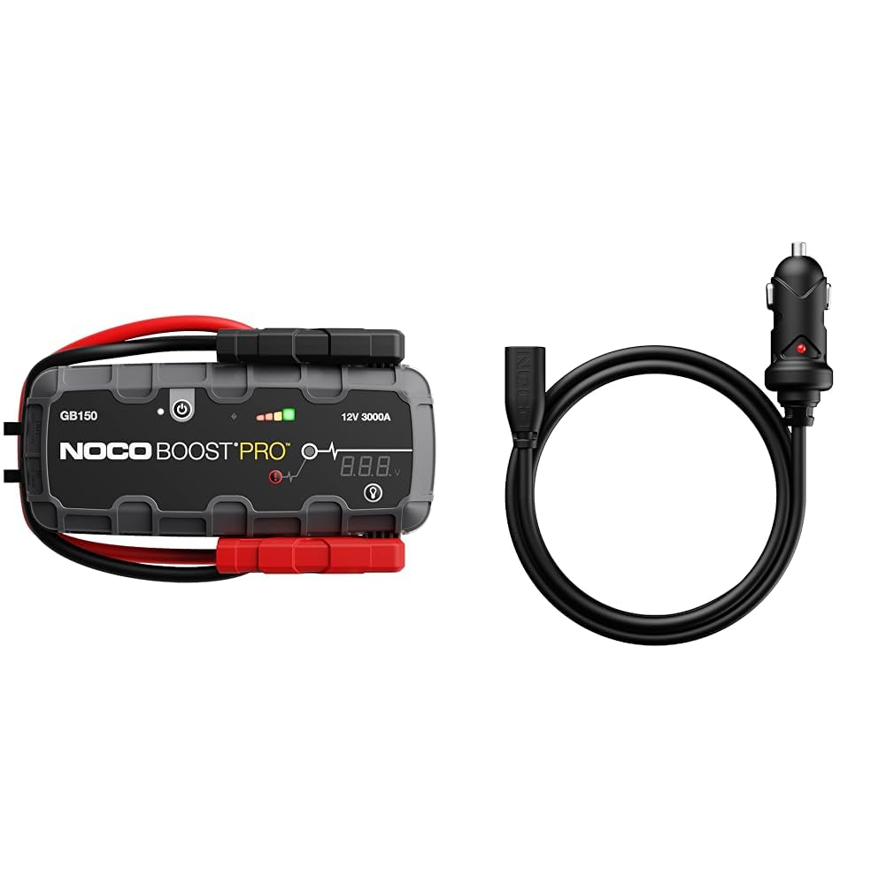 NOCO Boost Pro GB150, 3000A - 12V UltraSafe Starthilfe Powerbank & GBC011 Boost X 65W 12V- Autoladegerät für GBX45, GBX55, GBX75 und GBX155 UltraSafe-Lithium-Starthilfen von NOCO