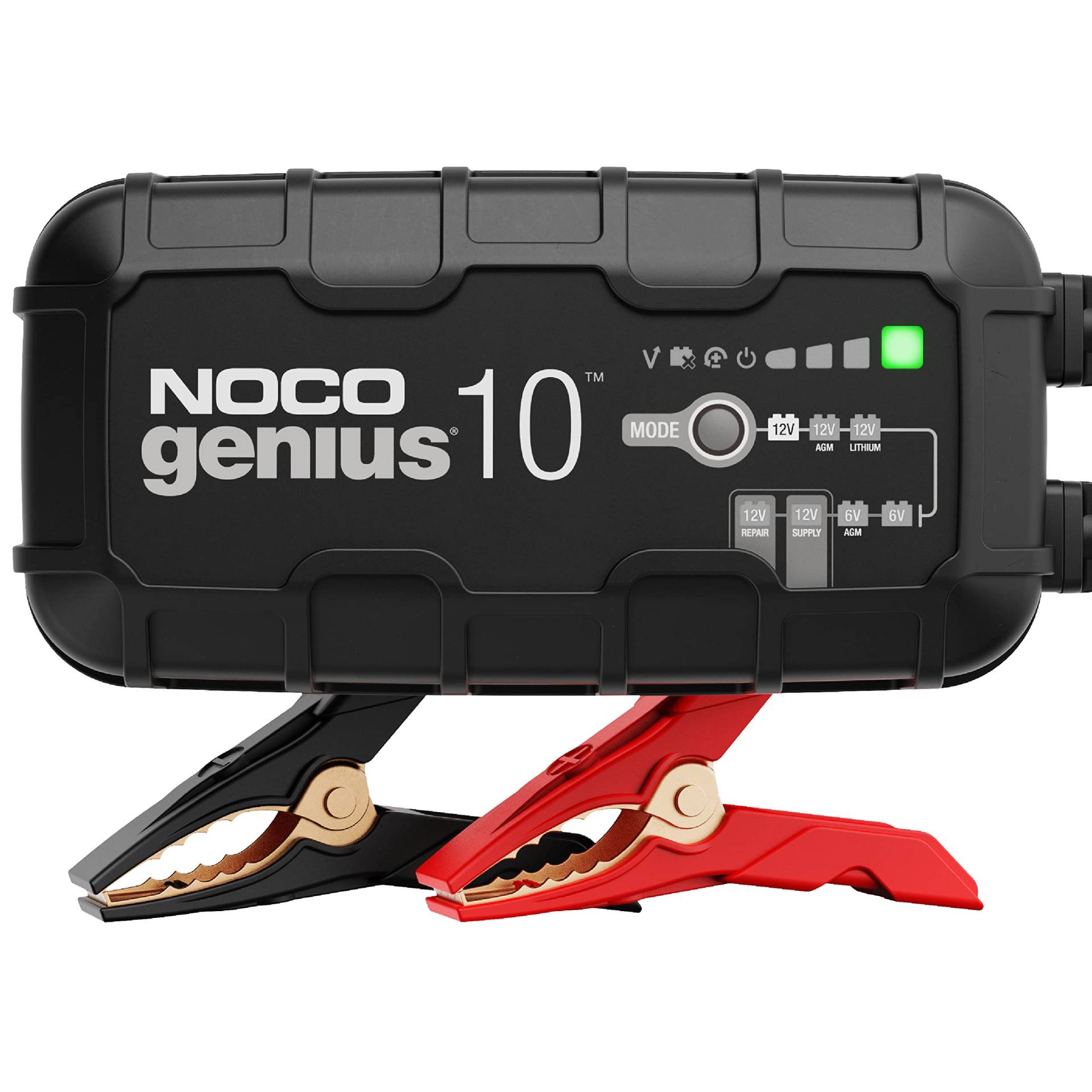 NOCO GENIUS10: 10A Intelligentes Batterieladegerät, 6V/12V Ladegerät, Erhaltungsladegerät und Desulfator mit Temperaturkompensation von NOCO