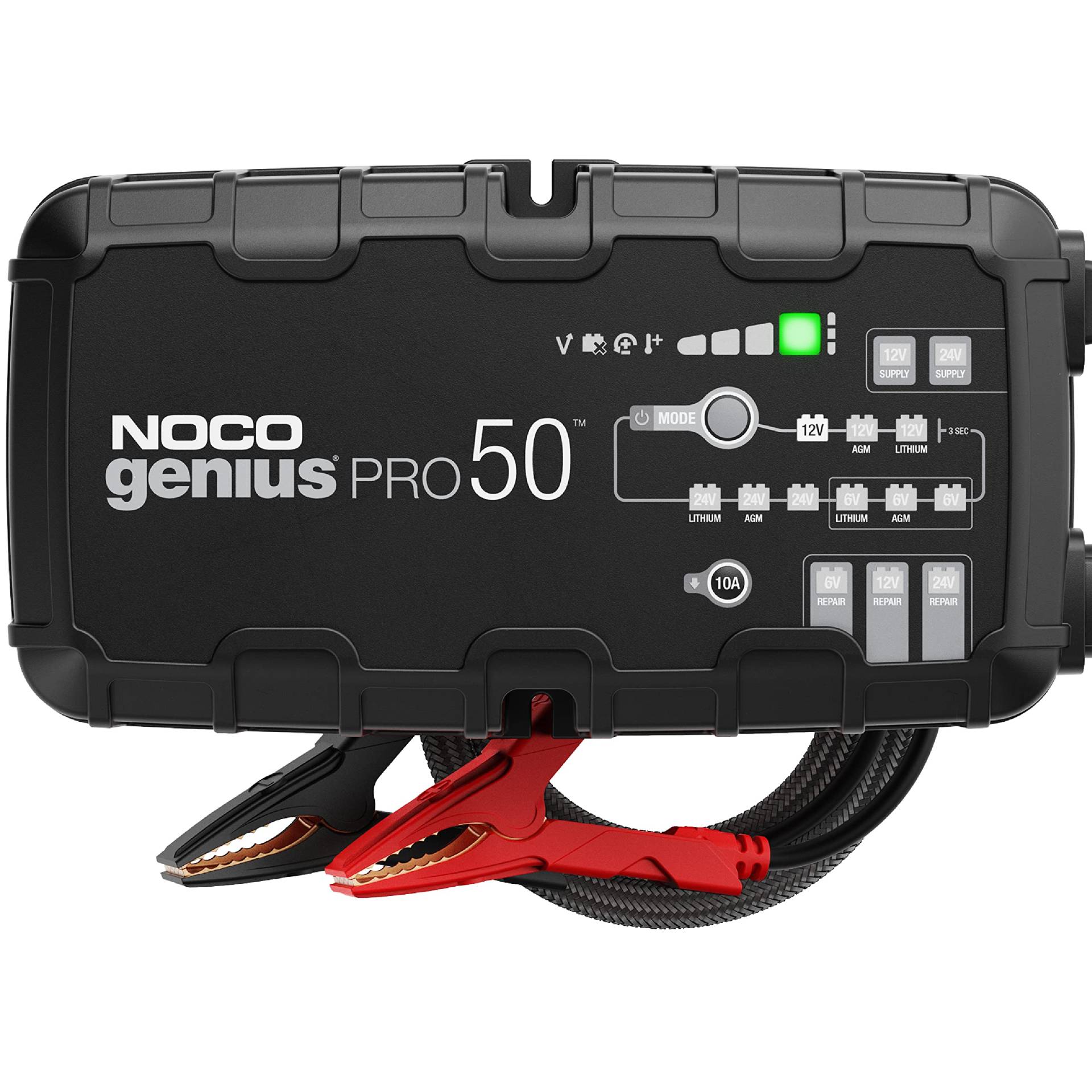 NOCO GENIUSPRO50, 50A Ladegerät, 6/12/24V Professionelles Batterieladegerät und Desulfator mit Temperaturkompensation von NOCO