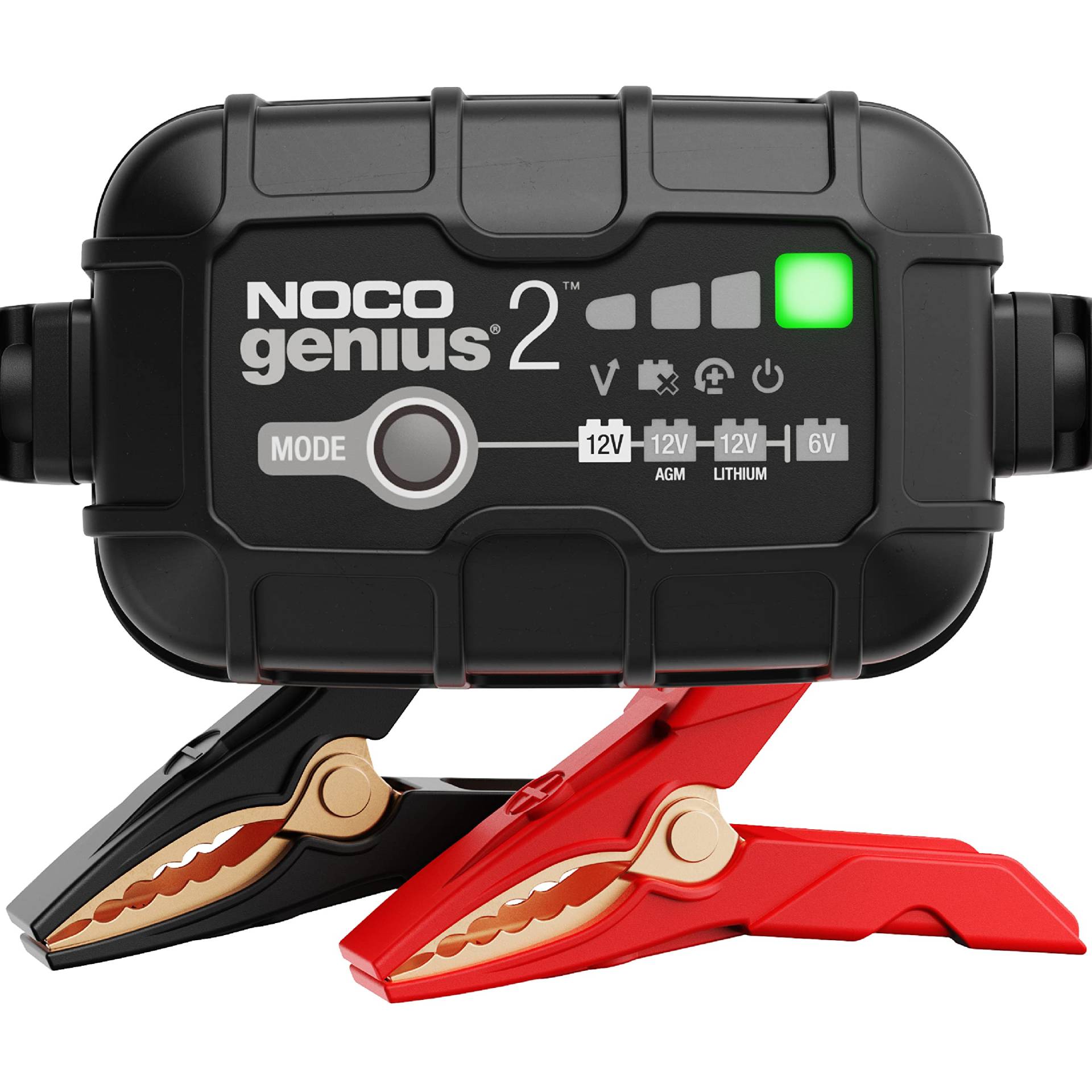 NOCO GENIUS2EU, 2A Autobatterie Ladegerät, 6V und 12V Batterieladegerät, Erhaltungsladegerät, Batterieerhaltungsgerät und Desulfator für AGM, Gel, Start und Stopp, EFB und Lithium Ionen Batterien von NOCO