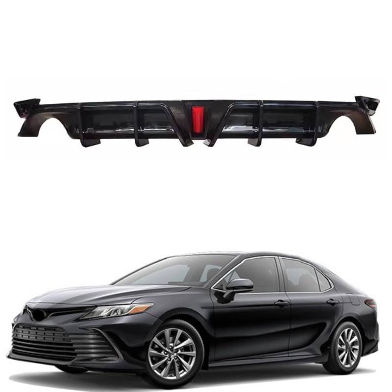 Auto ABS/Kohlefase Stoßstange Lippe Diffusor, Für Toy-OTA Camry Deluxe 2018-2023 (with Light) Heckspoiler Splitter Anti Crash Kratzfest Styling ZubehöR von NOGRAX