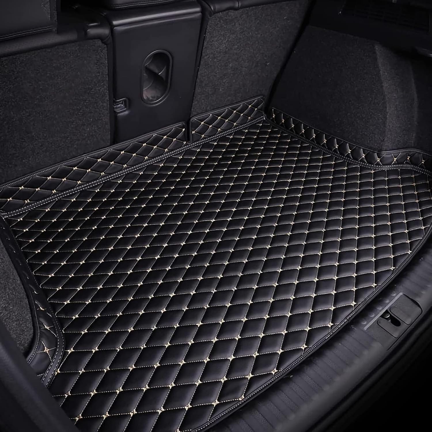 für BMW M4 (4seats) 2019-2023 Auto Kofferraummatten Kofferraumwanne, Antirutsch wasserdichte Rear Kofferraum Schutzmatte Mats,B Black Beige von NOHUER