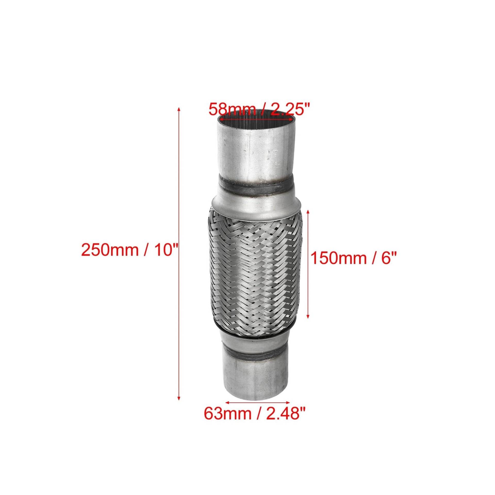 Endrohr 2 Stück Edelstahl-Schalldämpfer-Auspuff-Flexrohre, Flexible Auto-Auspuffrohre, Auspuffverbindungen, 51 Mm, 65 Mm, 75 Mm Auspuff Endrohr(58x150x250mm) von NOKRGQW