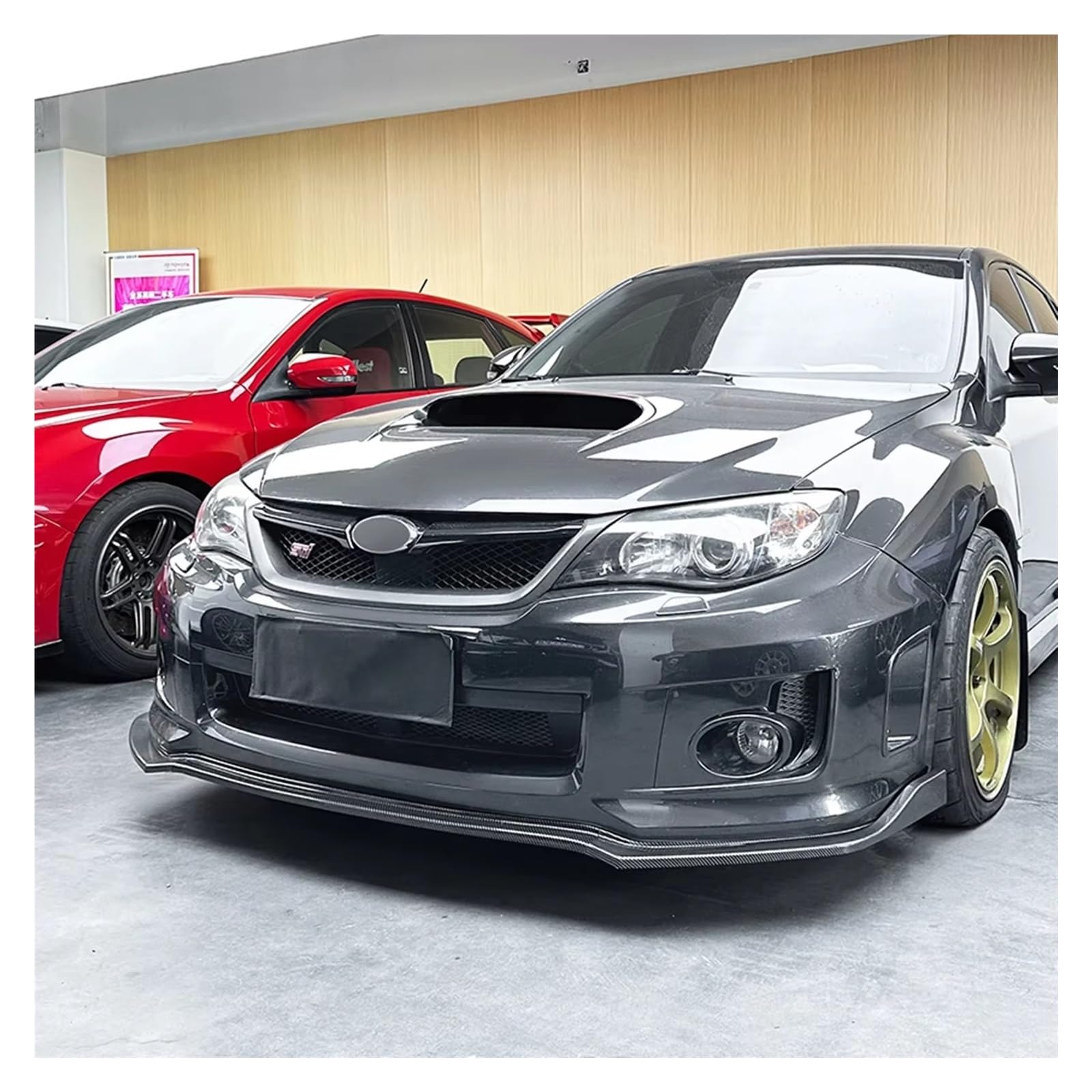 Frontspoiler Frontlippe Für Subaru Für Impreza Für WRX Für STI 2011-2014 Auto Vorderen Stoßfänger Spoiler Lippe Klinge Unteren Splitter Körper Kit Frontstoßstange Spoiler(Carbon Look) von NOKRGQW