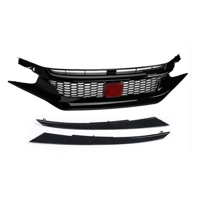 Frontstoßstange Spoiler Für Die 10. Generation Für Civic Black Grille 2016-2018 2019-2020 2021 Fronthaubengrill Racing Bumper Grill Außenzubehör Front Spoiler Lippe(2021 Red-B) von NOKRGQW