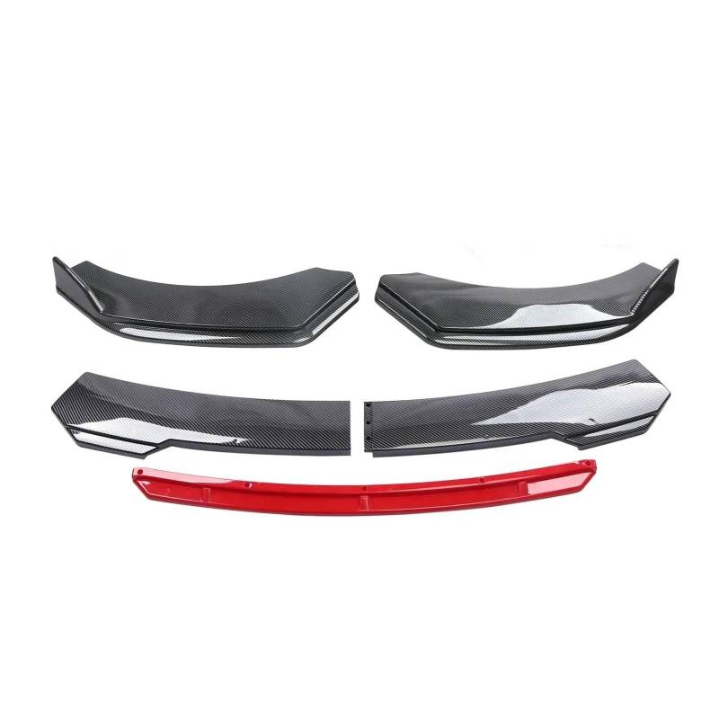 Frontstoßstange Spoiler Für Hyundai Für Accent 2008-2022 Auto Front Körper Stoßstange Spolier Lippe Kinn Diffusor Splitter Air Dam Kit Protector Guard Covers Front Spoiler Lippe(Carbon Fiber Red) von NOKRGQW