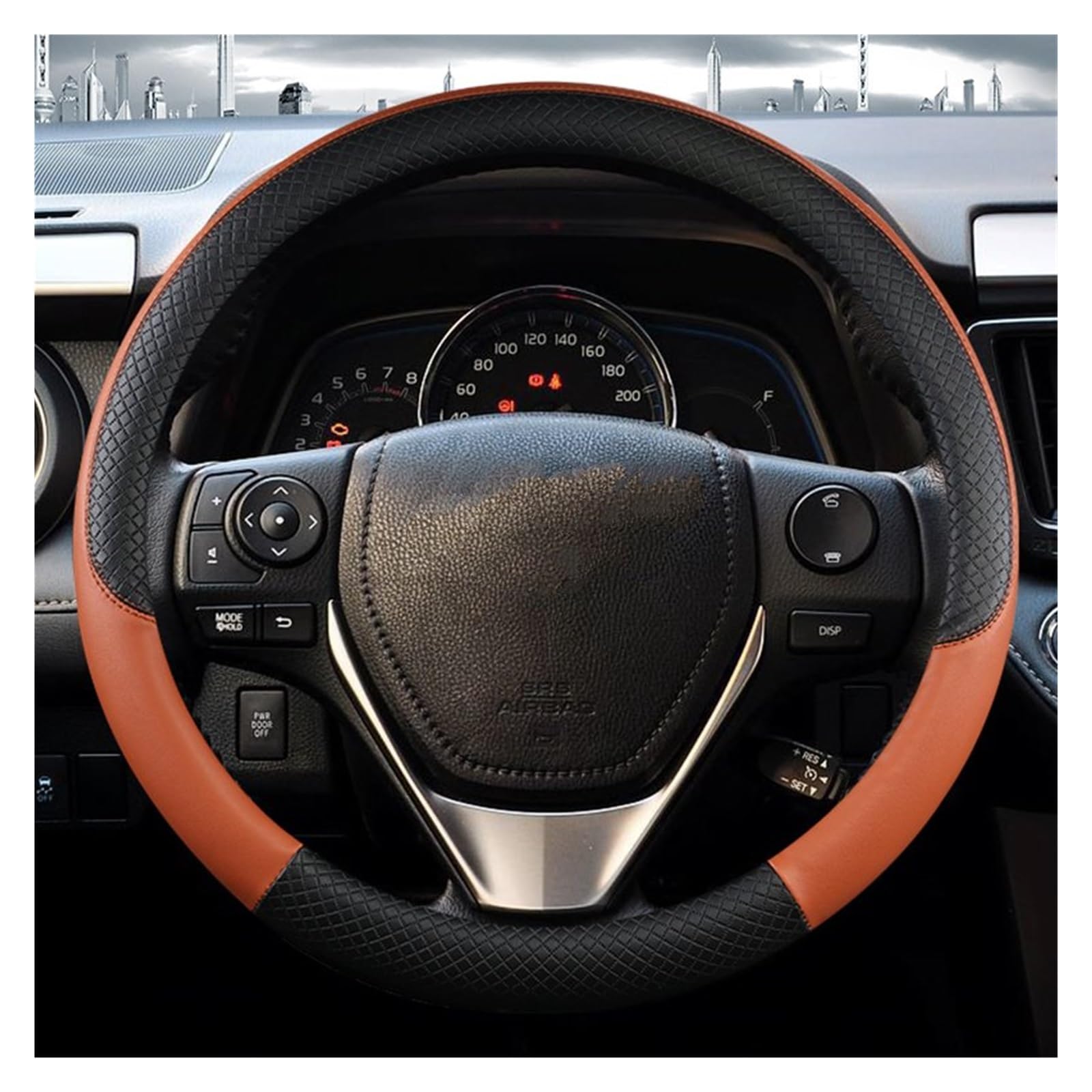 Lenkradbezug Auto PU Leder Auto Styling Lenkrad Abdeckung Für Toyota Für Corolla Für Avensis Für Yaris Für Rav4 Für Hilux Für Auris 2013 2014 2015 Lenkradabdeckung(Orange) von NOKRGQW