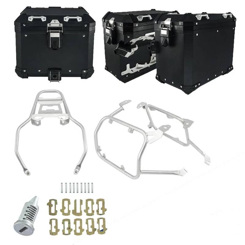 Motorrad Heckgepäckträger Für PAN America 1250 S PA1250 S Aluminium Box Gepäck Rack PANAMERICA1250 2021 2020 Schwanz Fall Pannier Sattel Halter Motorrad Gepäckträger(BK 3 Box SL Rack) von NOKRGQW