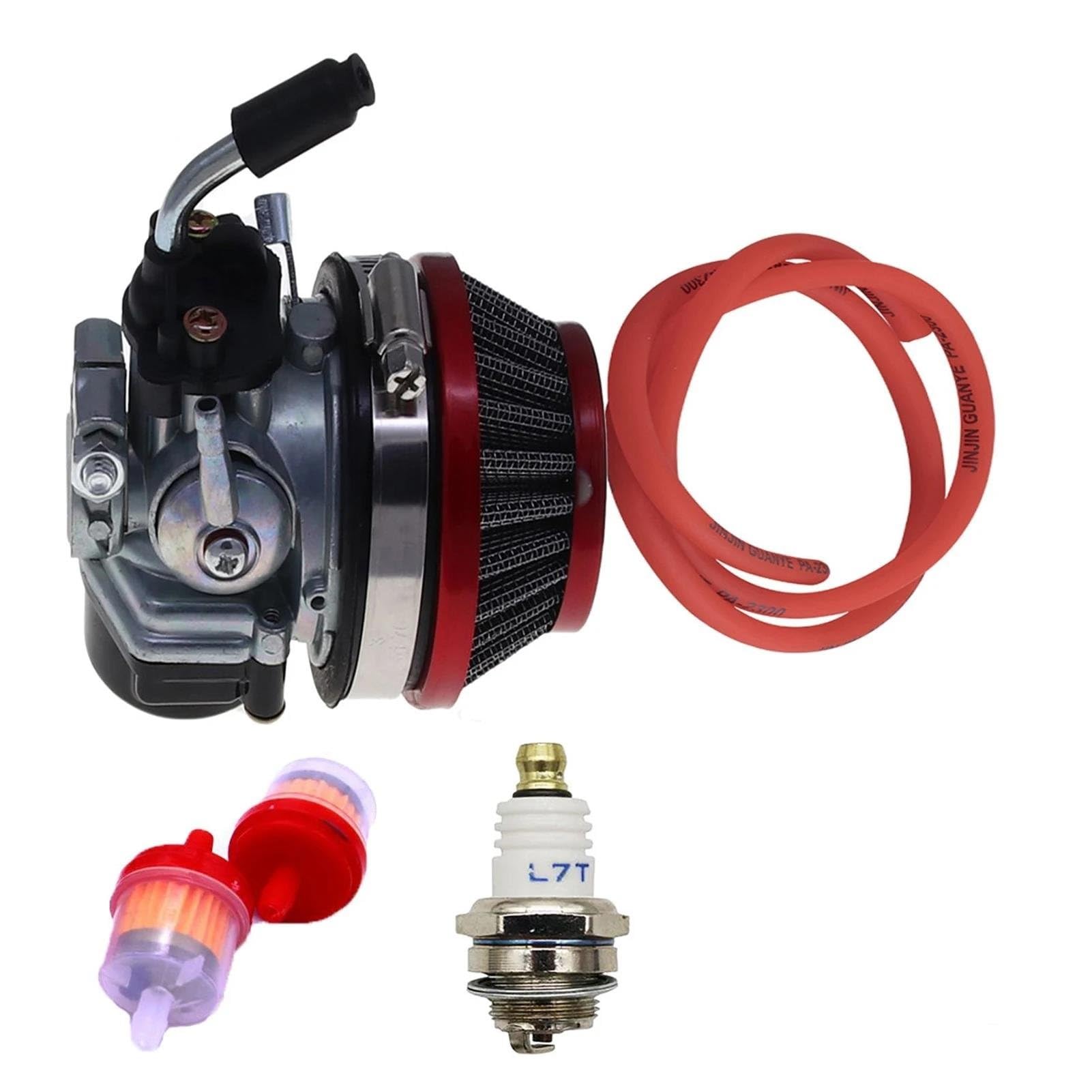 Roller Vergaser Für 2 Takt Motor 49 Cc 50 Cc 66 Cc 80 Cc 100 Cc Mit Luftfilter Motor Gasmotor Motorisierter Moto Bike Rennvergaser Vergaser Motor(Red) von NOKRGQW