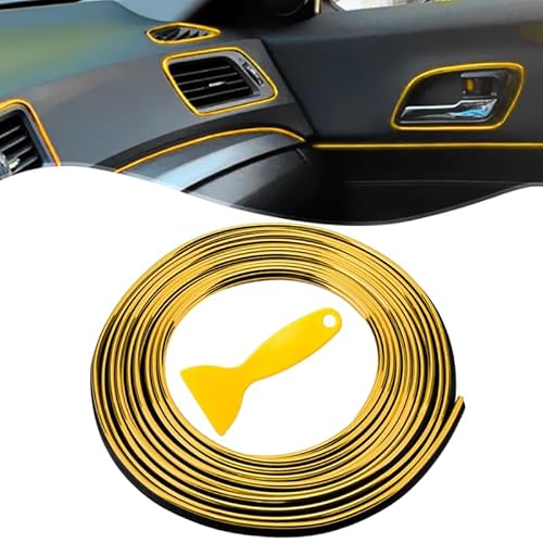 Auto Zierleisten Innen 10M Car Trim Interior Strips Autolückenfüller Auto Innenraum Zubehör Luftauslass Dekoration Streifen Auto Innenraum Auto Zierleiste DIY Dekorative Streifen-Gold von NOLACE