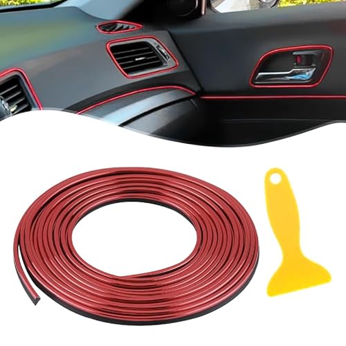 Car Trim Interior Strips 10M Auto Deko Innen Gap Fillers Moulding Line Dekoratives Zubehör DIY Autoinnenleiste,für Autotürkantendeko Universal Auto Zubehör Deko Zubehör mit Installation Tool-Rot von NOLACE