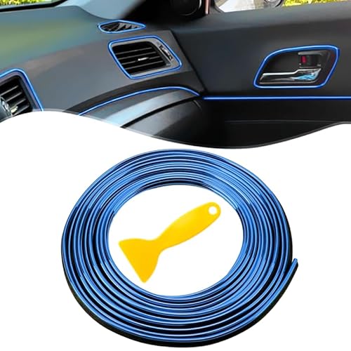 Car Trim Interior Strips 10M Auto Innenraum Formen Zierleiste, 3D DIY Linie Aufkleber Film Auto Außen Dekoration Formen Zierleiste Streifen Linie für Auto U-förmiger Autoklappen-Türkantenschutz-Blau von NOLACE