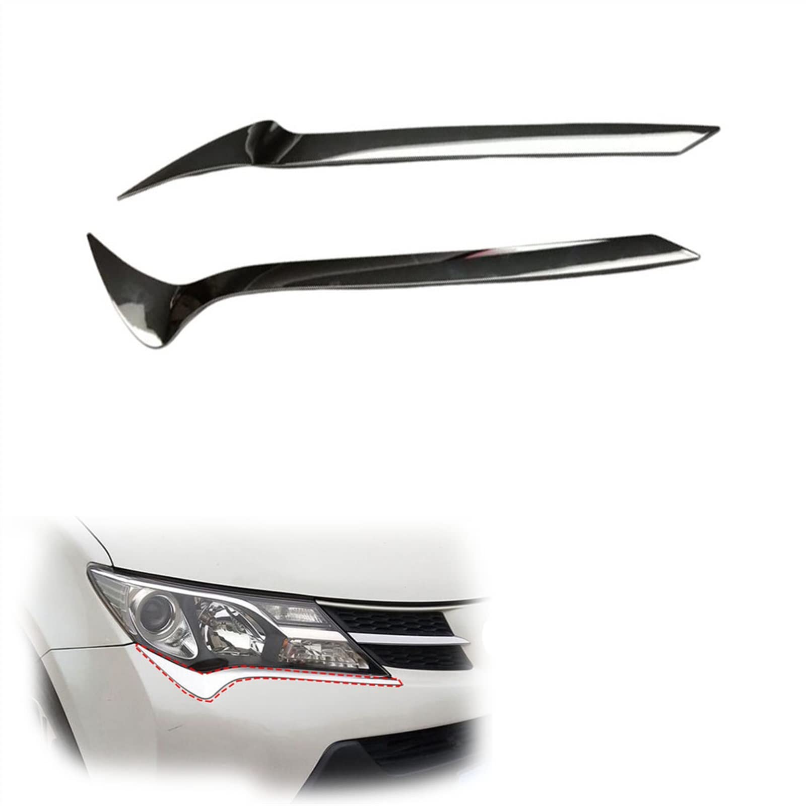 Auto Augenlid Aufkleber Auto Styling Körper Kopf Vorne Augenbraue/Trim Licht Lampe Rahmen Stick ABS Hauben Formteil 2 Stück Für Toyota Für RAV4 2014 2015 2016 2017 2018(Year for 2014-2015) von NOLLAM