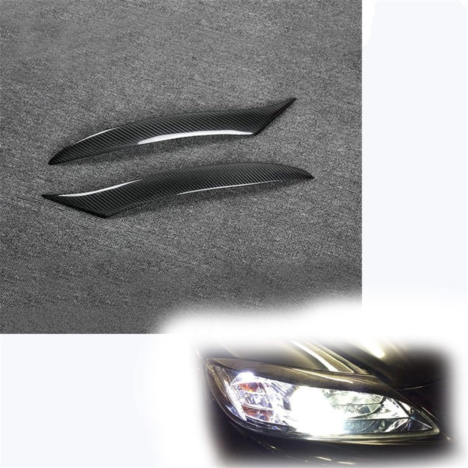 Auto Augenlid Aufkleber Carbon-Faser-Scheinwerfer-Augenbrauen-Augenlider-Abdeckung Für Mazda Für RX8 2008-2012 2009 2010 2011 FRP-Fiberglas Schwarze Primer-Augenbraue 1 Paar(Carbon fiber) von NOLLAM