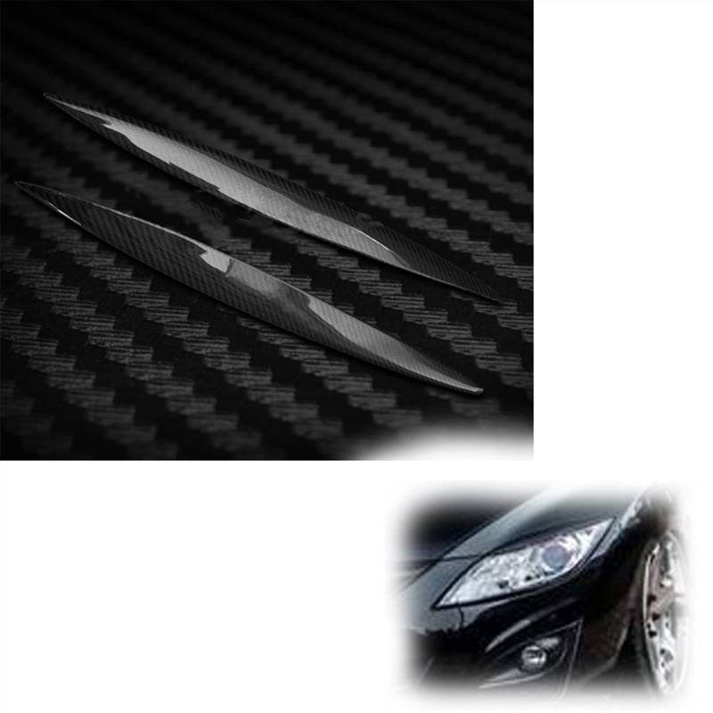 Auto Augenlid Aufkleber Carbon Fiber Scheinwerfer Trim Augenbrauen Für Mazda 6 Für Atenza 2009-2012 2010 2011 Fiberglas Mattschwarz Frontleuchte Augenlid Body Kit Tuning(Carbon fiber) von NOLLAM