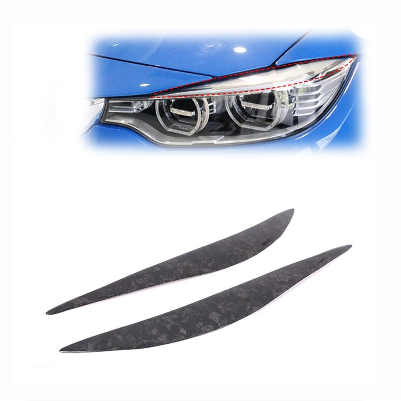 Auto Augenlid Aufkleber Für BMW 4er Für F32 Für F33 Für F36 Für F82 Für F83 Für M4 Für F80 Für M3 2013-2019 2014 2015 2016 2017 2018 Autoscheinwerfer Augenbrauen Augenlider(Forging pattern) von NOLLAM