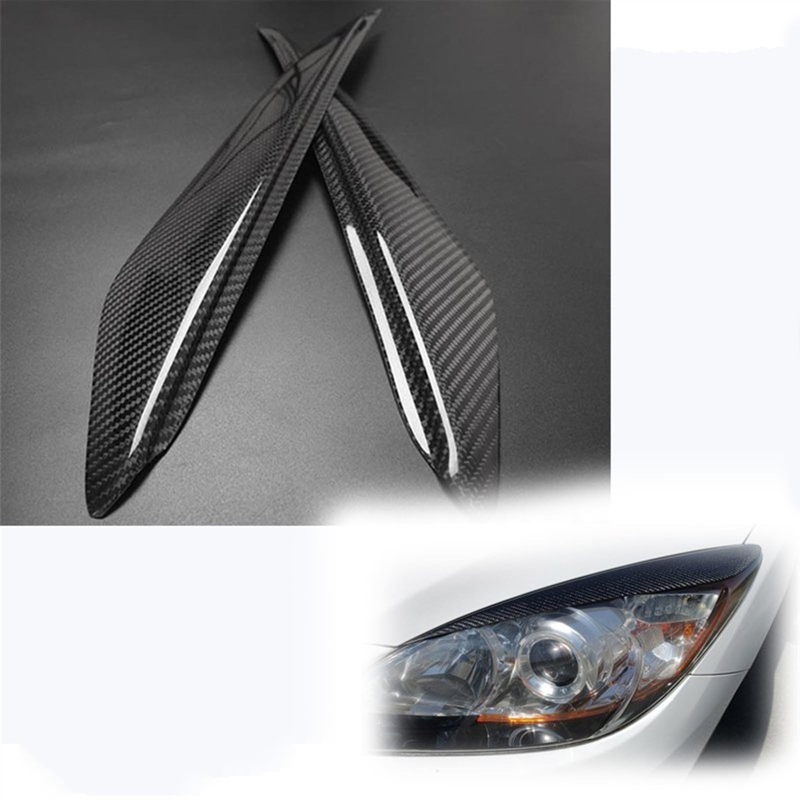 Auto Augenlid Aufkleber Für Mazda 3 2010 2011 2012 2013 2 Stücke Carbon Front Licht Scheinwerfer Lampe Augenbrauen M3 Augenlid Aufkleber Dekoration von NOLLAM