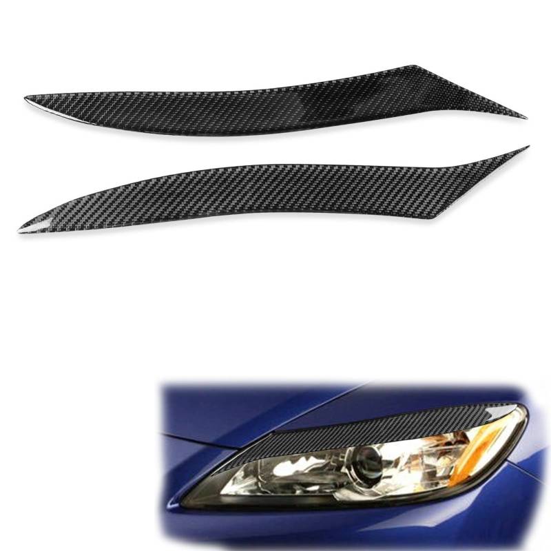 Auto Augenlid Aufkleber Für Mazda Für RX8 2009-2012 2010 2011 Kohlefaser Frontscheinwerfer Augenlid Augenbrauenabdeckung Trim Car Styling Dekoration Zubehör Aufkleber(Nero) von NOLLAM