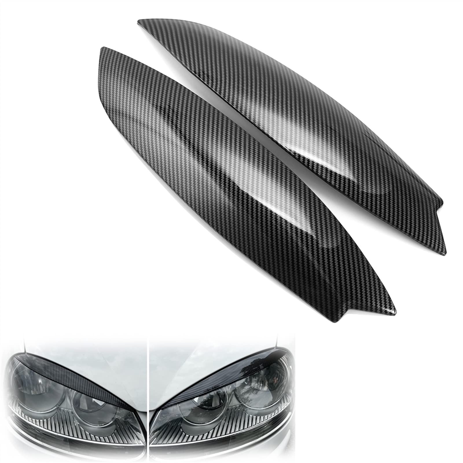 Auto Augenlid Aufkleber Paar Scheinwerfer Augenbrauen Augenlider Chrome Trim Cover Für GOLF 5 Für MK5 Für GTI R 2005 2006 2007 Car Styling(Gloss Black) von NOLLAM