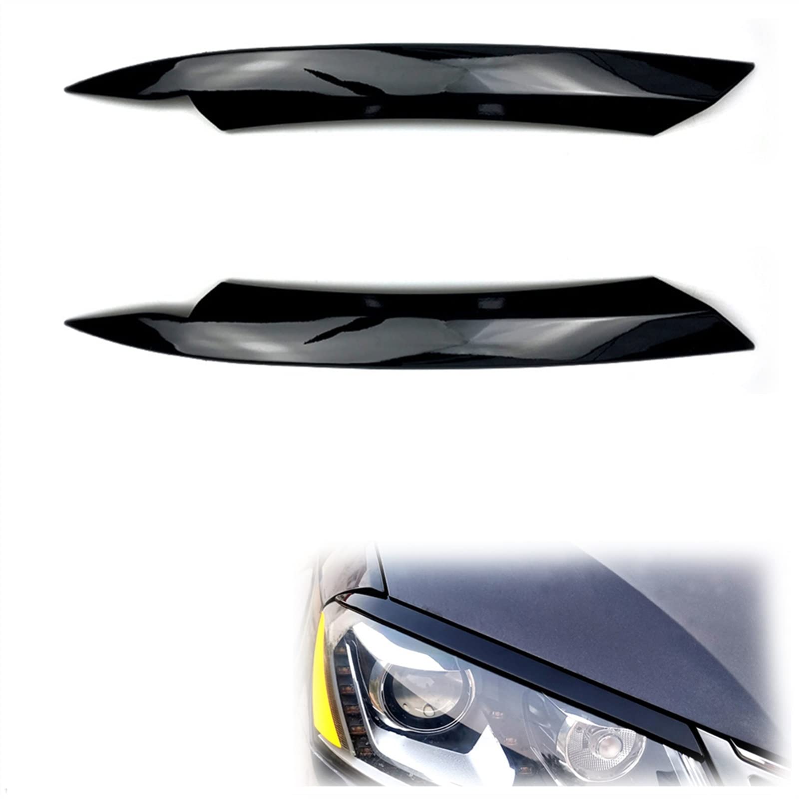 Auto Augenlid Aufkleber Scheinwerfer Augenbraue Für Passat Für B7 2010-2014 2011 2012 2013 Scheinwerfer Augenlid Aufkleber Auto Frontscheinwerfer Lampenabdeckung Trim Brow Strip(Glossy Black) von NOLLAM