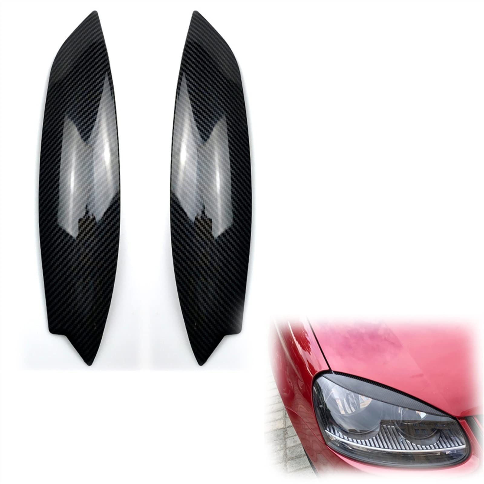 Auto Augenlid Aufkleber Scheinwerfer Augenbrauen Trim Für Golf Für Mk5 Für R32 2005-2007 2006 Auto Frontscheinwerfer Lichtbraue Kohlefaser Look Scheinwerfer Augenlid(Carbon Fiber Look) von NOLLAM