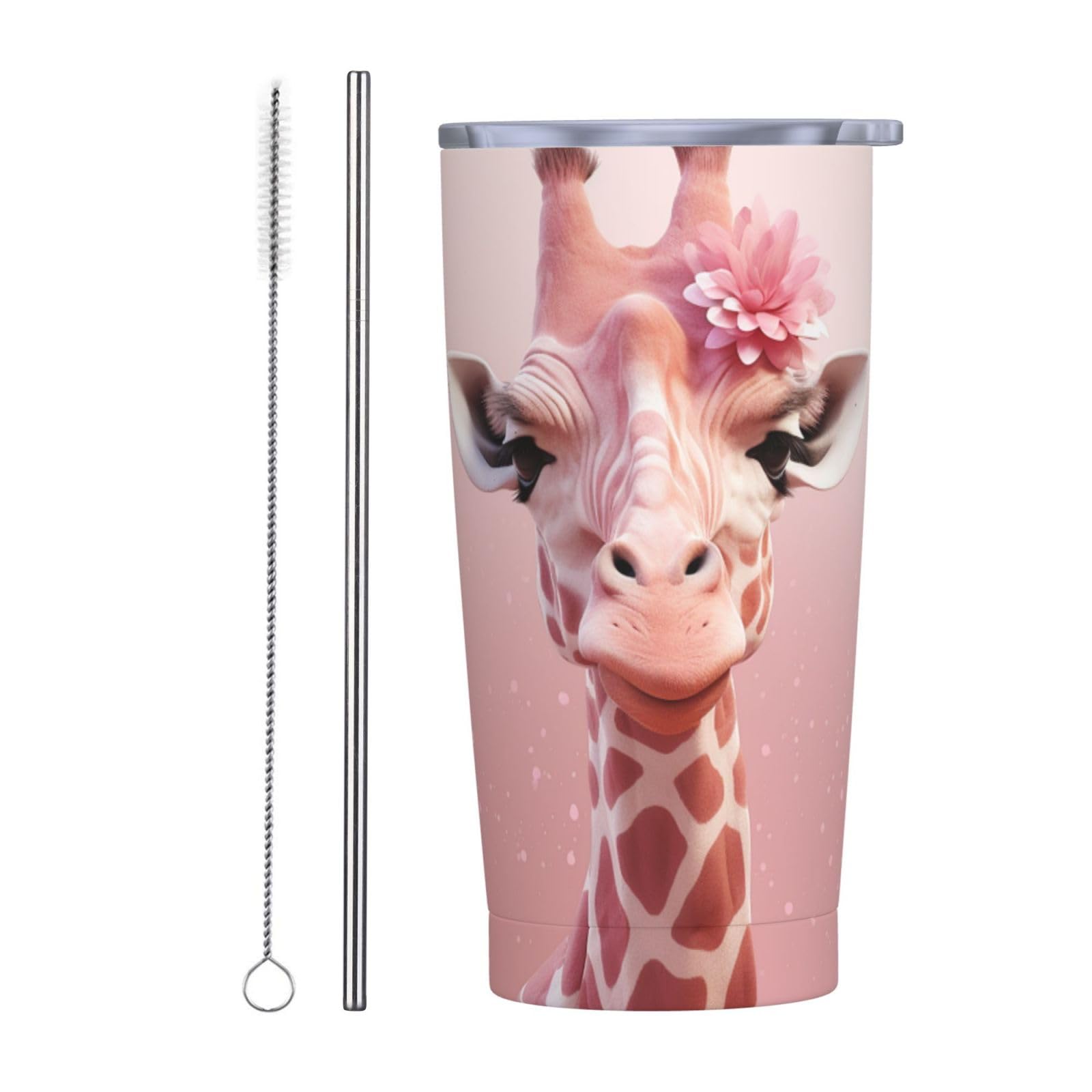 Reise-Kaffeetasse, Giraffe, isolierter Becher mit Deckel und Strohhalmen, wiederverwendbare Edelstahl-Wasserflasche, Reise-Kaffeetassen, Becher für Damen und Herren, 590 ml von NONHAI