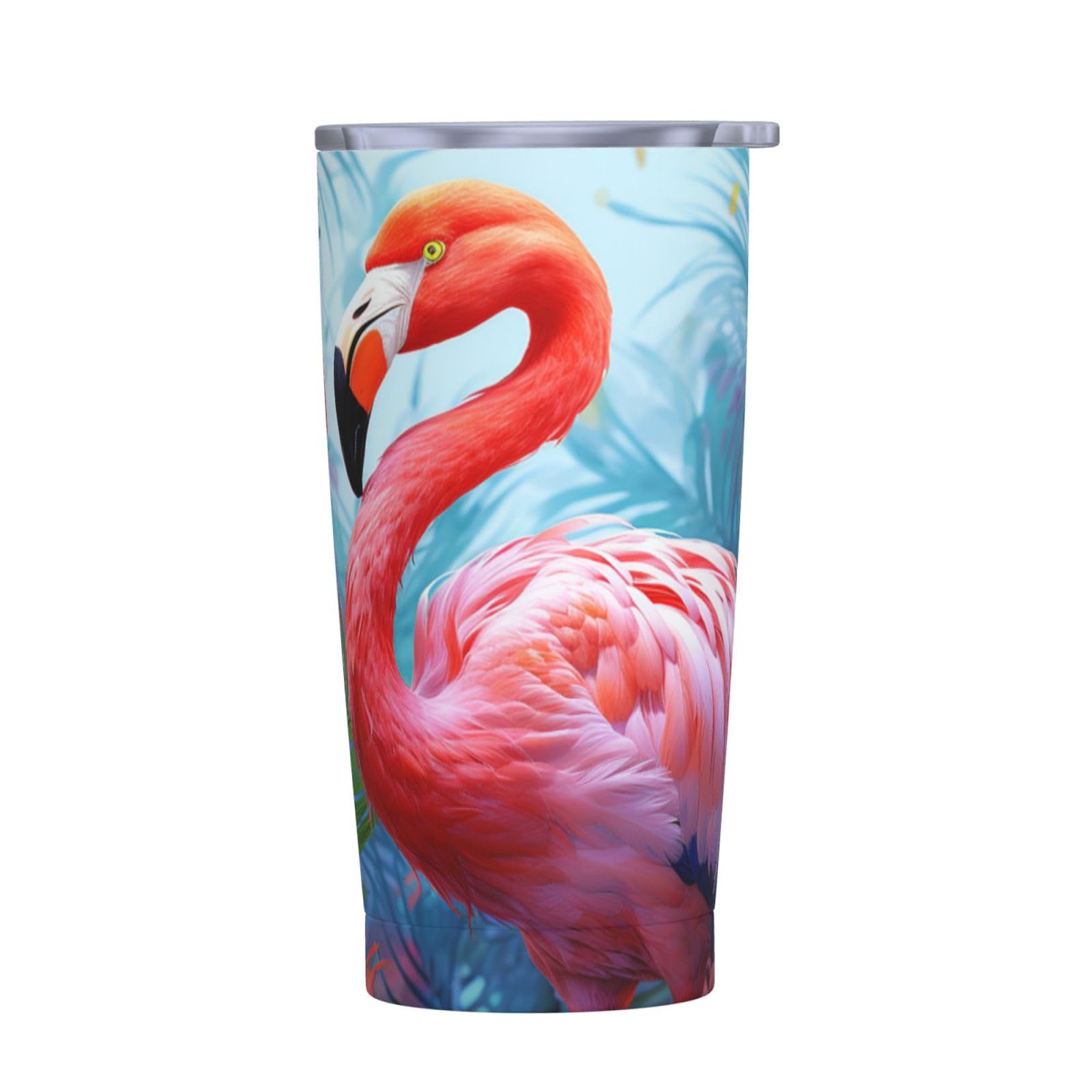 Reise-Kaffeetasse, bemalter Flamingo, isolierter Becher mit Deckel und Strohhalmen, wiederverwendbare Edelstahl-Wasserflasche, Reise-Kaffeetassen, Becher für Damen und Herren, 590 ml von NONHAI