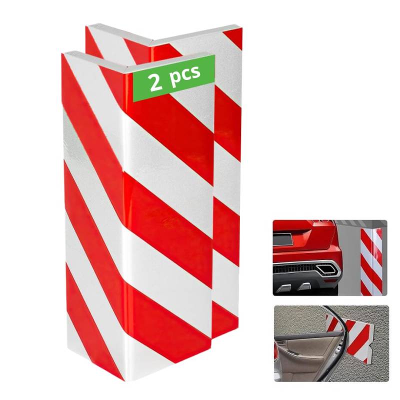 2 Stück Garagensäulenschutz | Garagenwandschutz | Garagenwandschutz | selbstklebend | Parkschutz | verhindert Stöße und Kratzer | Größe 40 x 15 x 2 cm (2 Stück rot und weiß) von NOOGUI