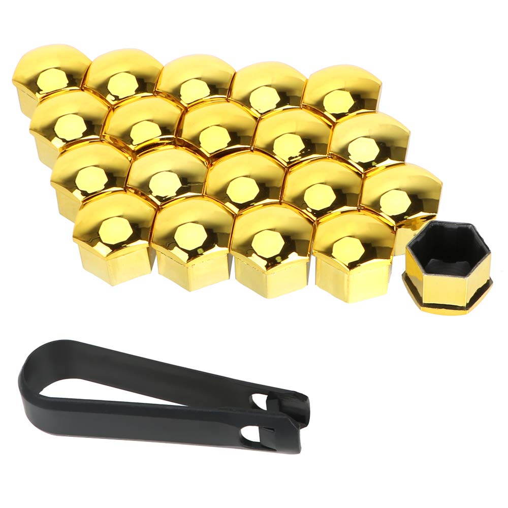 NOPNOG - Auto Radmutterkappe, Auto Nabenschraube Schutzabdeckung, Rostschutz, Gold, 20 Stück/Satz, 17 mm / 19 mm (Durchmesser: 19mm) von NOPNOG