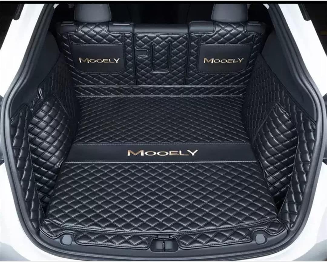 Auto Kofferraummatte, für Tesla Model Y, Volle Abdeckung, rutschfeste Lederteppichmatte, Gepäckraumeinlage, Schutzpolster, Dekorationszubehör,bl-ack,Black von NOTEDI
