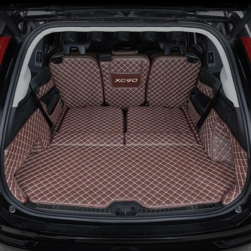 Kofferraummatten, Für Volvo XC90 2015-2023 7 Seats, Kofferraumabdeckung mit Vollständiger Abdeckung, Schutzpolster für Innendekoration, Styling Zubehör,Coffee-Half Pack,allinclusive-Coffee von NOTEDI