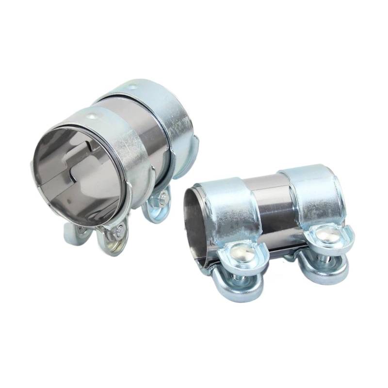 Auto Doppelendrohr 2 Zoll 2,5 Zoll Auspuff Rohr Rohr Stecker Joiner Hülse Clamp Einstellbar Edelstahl Auto Endrohrblenden(51mm) von NOVEMS