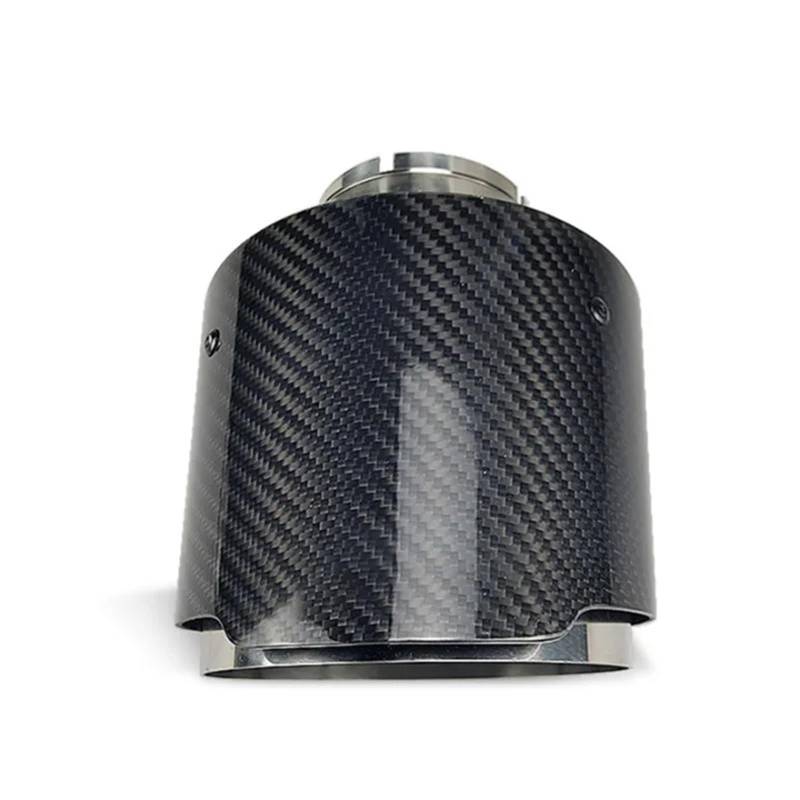 Auto Doppelendrohr Für Glossy Twill Carbon Fiber Auto Auspuffblende Silber Beschichtet Edelstahl Schalldämpfer Spitze Endrohr Auto Endrohrblenden(IN 67MM Out 127MM) von NOVEMS