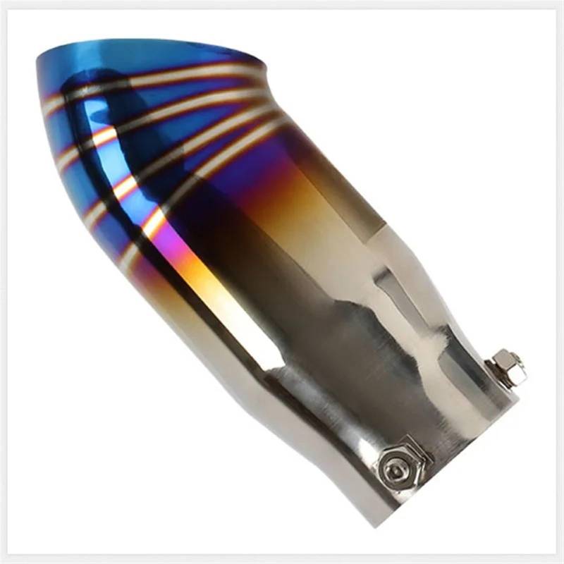 Auto Doppelendrohr Universal Auto Auspuffrohr 64mm Schalldämpfer Spitze Edelstahl Auto Schwanz Kehle Trim Auto Endrohrblenden(Rainbow 64mm) von NOVEMS