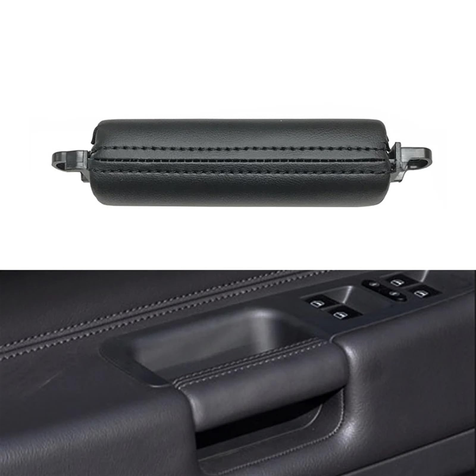 Auto Ersatz Türgriff Innen Für VW Für Touareg 2003-2010 Auto Innentür Links Rechts Fahrerseite Leder Pull Griff Auto Türgriff Innen(Schwarz) von NOVEMS