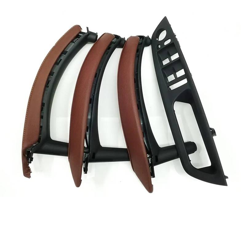 Auto Ersatz Türgriff Innen Für X5 X6 E70 E71 E72 2007-2013 Auto Innen Armlehne Türgriff Inneren Panel Pull Trim Leder Äußere Abdeckung Set Auto Türgriff Innen(RHD Red Brown 7pcs) von NOVEMS