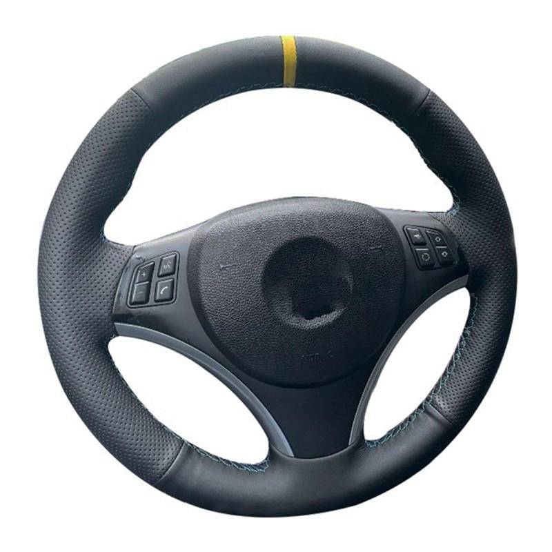 Auto Lenkradbezug Für E87 E81 E82 E88 X1 E84 E90 E91(Touring) E92 E93 Maßgeschneiderte Auto-Lenkradabdeckung aus Leder steering wheel cover (Farbe : Yellow Thread) von NOVEMS