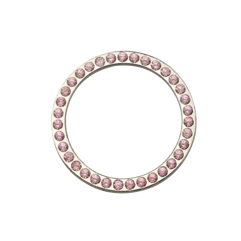 Innenraum Auto Zubehör Autos One-Key-Motor Start Stop Zündung Druckknopf Schalter Abdeckung Dekorative Strass Diamant Kristall Ring Auto Teile Autozubehör Innenraum(Pink) von NOVEMS