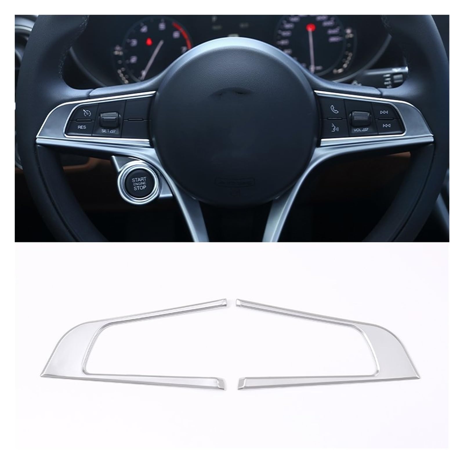 Innenraum Auto Zubehör Für Alfa Für Romeo Für Giulia Für Stelvio 2017 2018 2019 Auto Lenkrad Abdeckung Trim Innen Zubehör ABS Carbon Faser Autozubehör Innenraum(Style C-2pcs) von NOVEMS